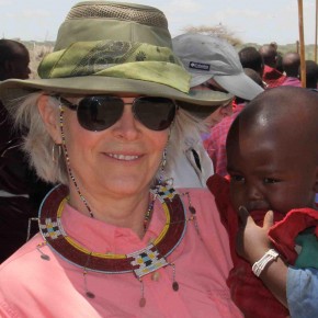 Lori Robinson with Masai children, Kenya